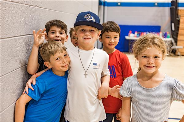 Group of boys in the hallway after recess